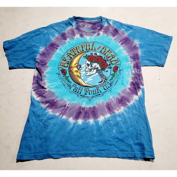 Grateful Dead Liquid Blue VTG Y2K Fall Tour ‘89 Moon Roses Skull Large Tie Dye - Picture 1 of 7